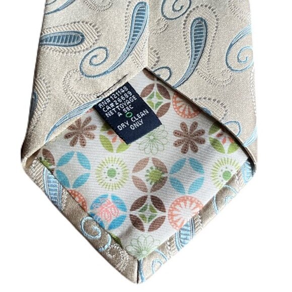 Ted Baker 60 x 3.5 Green Gold Paisley Silk Neck Tie - Picture 2 of 3